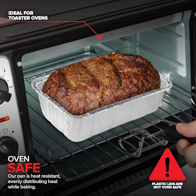 Stock Your Home Disposable Aluminum Loaf Pans with Lids, 2 Lb (30 Pack) Foil Baking Tins with Plastic Lid, Tin Pan with Cover for Cake, Banana Bread, Meatloaf, Mini Lasagna, Drip Trays