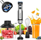 Immersion Blender 5 in 1 Hand Blender, Electric Blenders Max 1000W Heavy Duty Motor, 21 Speed & Turbo Mode Handheld Blender, Milk Frother, Egg Whisk, 800ml Beaker, 600ml Chopper Stainless Steel Blades