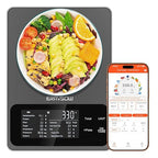 Smart Food Kitchen Scale with Nutritional Calculator, 30 Nutrients App for Tracking Calories, Fat, Carbs & Protein, Personal Goals and Daily Reports, On-Screen Nutrient Info, 22lb/10Kg