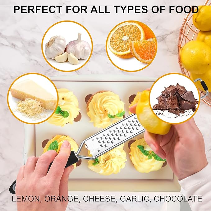 2-in-1 DESIGNED BY CHEFS Lemon Parmesan Cheese Zester and Food Shredder - Essential Grater Kitchen Tool Perfect Spiralizer for Citrus, Garlic, Vegetables, Fruits and More