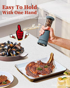 Electric Salt and Pepper Grinder Set with Storage Base, Stainless Steel Rechargeable Salt and Pepper Grinder Set with 4.5 oz Large Capacity, 1.8" Wide Mouth, Adjustable Coarseness, Ideal for Kitchen
