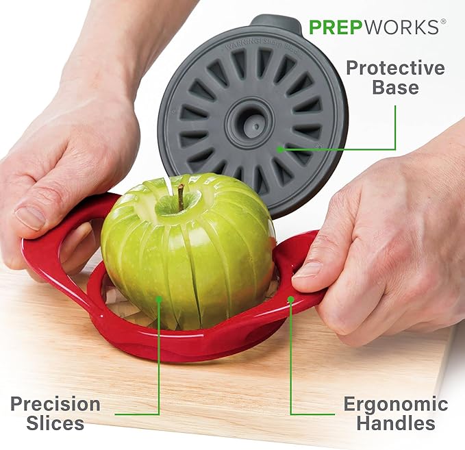 PrepWorks Dishwasher Safe Apple Slicer and Corer – 16-Slice Thin Apple Cutter with Safety Cover