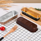 Findful Mini Loaf Baking Pans with Lids and Spoons (50 Pack, 6.8oz) Rectangle Aluminum Foil Baking Pans Tins Containers - Cupcake Containers Wrappers Cheesecake Creme Brulee Ramekins