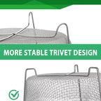 AOZITA Steamer Basket for Instant Pot Accessories 6 qt or 8 quart - 2 Tier Stackable 18/8 Stainless Steel Mesh - Silicone Handle - Vegetable Steamer Insert, Egg Basket, Pasta Strainer,Silver