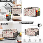 Pink Coffee Theme Kitchen Appliance Covers Set Toaster Cover 4 Slice Food Processor Hood Crock Pot Dust Cover with Side Pockets Machine Washable 3PCS