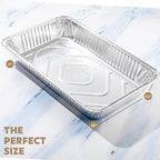 PLASTICPRO 10 Pack Aluminum Pans 13'' x 21" Disposable Pans with Covers Heavy Duty 20 lb Foil Pans for Baking and Cooking