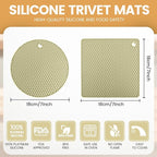 Silicone Trivet Mats 4 Heat Resistant Pot Holders Multipurpose Non-Slip Hot Pads for Kitchen Potholders, Drying mat, Jar Opener, Spoon Holder, Coaster(Nordic Rice)