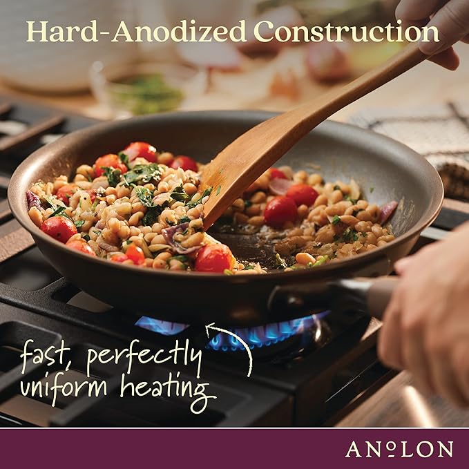 Anolon Advanced Home Hard-Anodized Nonstick Tapered Sauce Pan/Saucepot, 4.5-Quart (Bronze)