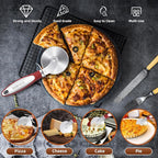 SCHVUBENR Premium Pizza Cutter Wheel - Ultra Sharp Stainless Steel Pizza Slicer with Non-Slip Soft Grip Handle - Multi-Purpose Cutter for Pizza, Dough & Pastry - Dishwasher Safe, Easy to Clean - Red