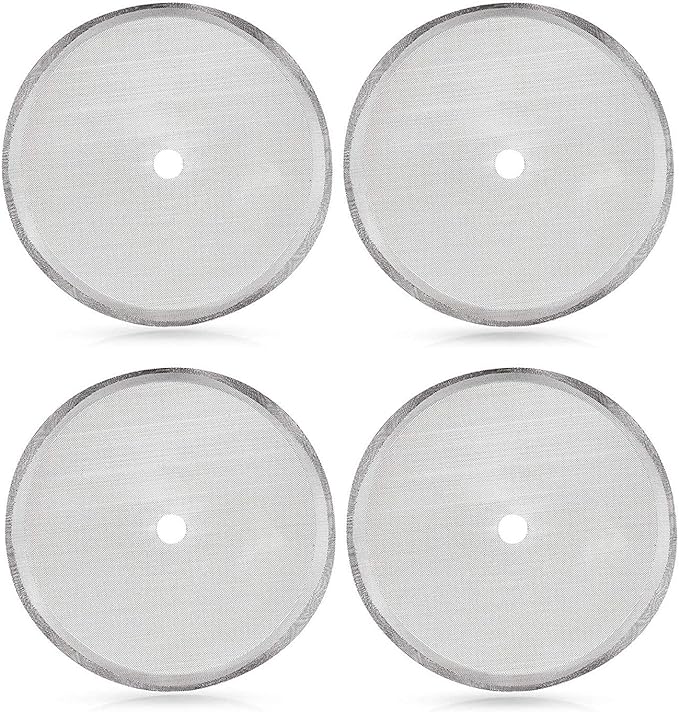 Secura French Press Replacement Screens, Stainless Steel Reusable Mesh Filter for 34 Ounce, 1 Liter Coffee Press, 4 Pack