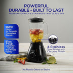 Universal 550W Mass Vital Blender - Glass Jar 57 Oz/1.8 Quart/1.7 Liter - 7-cup, 2 Speed + Pulse Function and 4 Stainless Steel Blade with Chrome Steel Technology