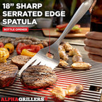 Alpha Grillers Grilling Accessories - Grilling Gifts for Men - BBQ Accessories Grill Tools Set with Spatula, Fork, Brush & Tongs - Outdoor Barbecue Utensils Gifts for Men Dad Him Boyfriend