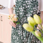 Pinknoke Vintage Pinafore Apron Dress for Women with Pockets Cute Floral Chef Aprons for Kitchen Cooking Baking Gardening