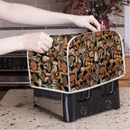 JEOCODY Mushroom Print Toaster Cover for 2 Slice Wide Slot Bread Maker - Small Appliance Dust Protection With Handle for Kitchen, Washable