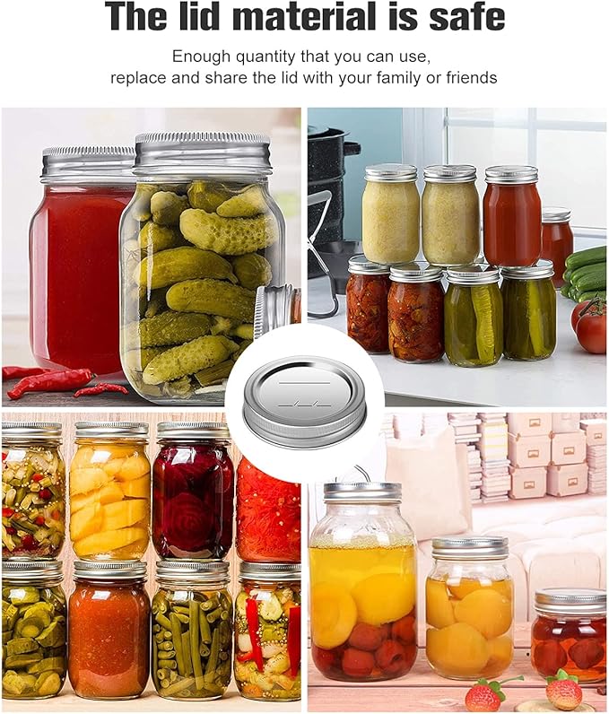 52Pcs Premium Canning Lids, Rings for Regular Mouth Mason Jars - Food Grade Split-Type Metal Canning Kerr Jar Ball Lids