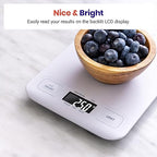 Etekcity Food Kitchen Scale, Digital Grams and Ounces for Weight Loss, Baking, Cooking, Keto and Meal Prep, LCD Display, Medium, White