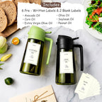 TrendPlain - Original 16oz/470ml Olive Oil Dispenser Bottle for Kitchen Gadgets and Air Fryer Accessories - Olive Oil Sprayer for Cooking w/Stickers - Ash