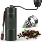 Manual Coffee Grinder by Alpaca Ventures - Stainless Steel Conical Burr Coffee Grinder Manual with Adjustable Setting Double Bearing Hand Espresso Grinder Perfect for Home, Office and Camping