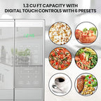 Total Chef 1.3 Cu Ft Microwave Oven – Compact Countertop Microwave, Small Stainless Steel Kitchen Appliance with Digital Touch, Pre-Set Functions, 12.8” Turntable, 1100 Watt, Microondas Pequeños