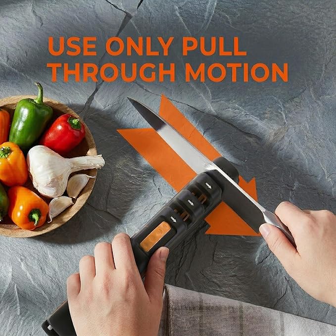 5 Precision Adjust Knife Sharpener- 3-Stage Premium Kitchen Knife Sharpener to Repair, Restore & Polish Blades by Sharp Pebble