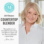 Martha Stewart 50oz Countertop Blender, Smoothie, Margarita & Ice Crushing Blender, BPA-Free Pitcher, 3 Speeds, 5 Presets, Auto-Clean Function, Dishwasher Safe, Stainless Steel Blades, Sky Blue