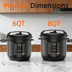 Simple Deluxe 8QT Electric Pressure Cooker, 16-in-1 & Non-Stick Stainless Steel Multi Cooker with 12 Presets for Slow Cook, Meat Stew, Steam, Sauté, Canning, Yogurt Maker, Dishwasher Safe, Black