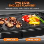 Baker’s Friend Indoor Griddle & Grill, Electric Griddle with 2 in 1 Indoor Grill and Griddle Plate Indoor Grill with Removable Plate, Silicone Mold, Dishwasher Safe, Recipes Include, Graphite