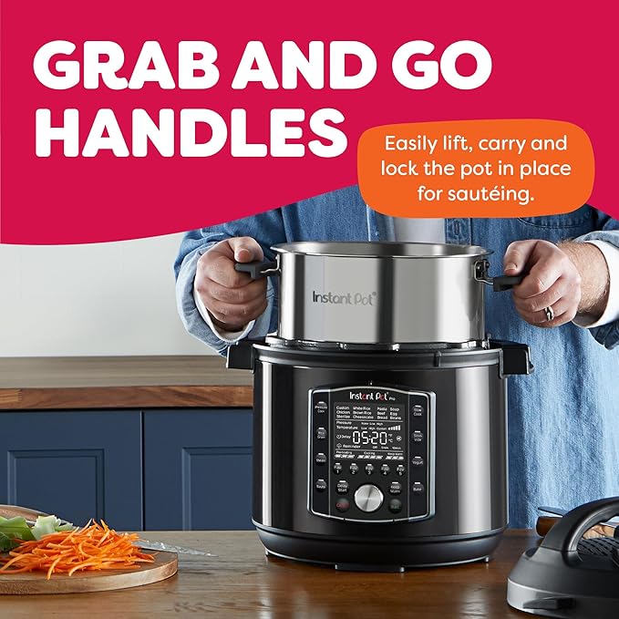 Instant Pot Pro 10-in-1 Pressure Cooker, Slow Cooker, Rice/Grain Cooker, Steamer, Sauté, Sous Vide, Yogurt Maker, Sterilizer, and Warmer, Includes App With Over 800 Recipes, Black, 6 Quart