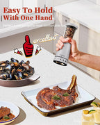 Electric Salt and Pepper Grinder Set with Storage Base, Stainless Steel Rechargeable Salt and Pepper Grinder Set with 4.5 oz Large Capacity, 1.8" Wide Mouth, Adjustable Coarseness, Ideal for Kitchen