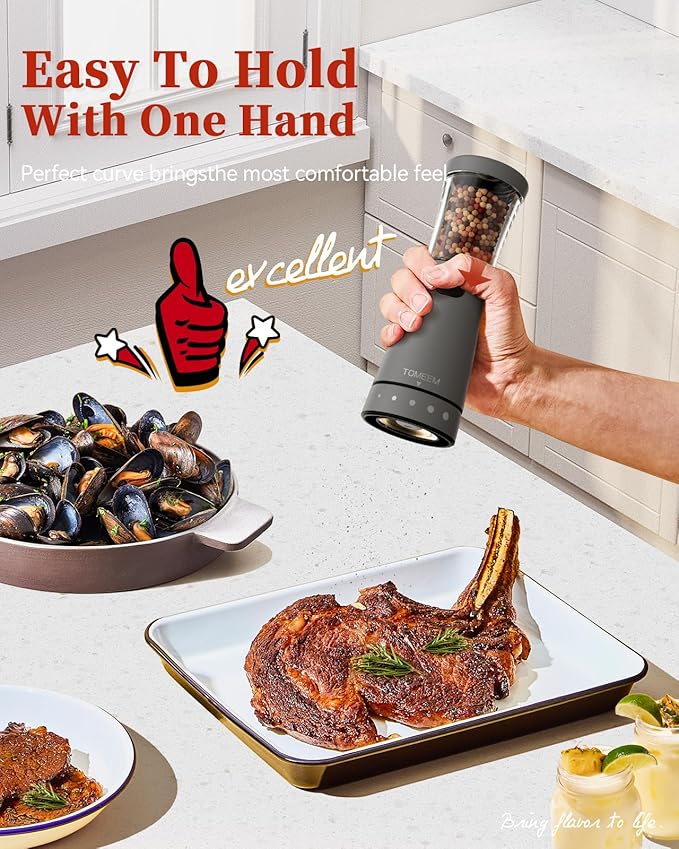Electric Salt and Pepper Grinder Set with Storage Base, Stainless Steel Rechargeable Salt and Pepper Grinder Set with 4.5 oz Large Capacity, 1.8" Wide Mouth, Adjustable Coarseness, Ideal for Kitchen
