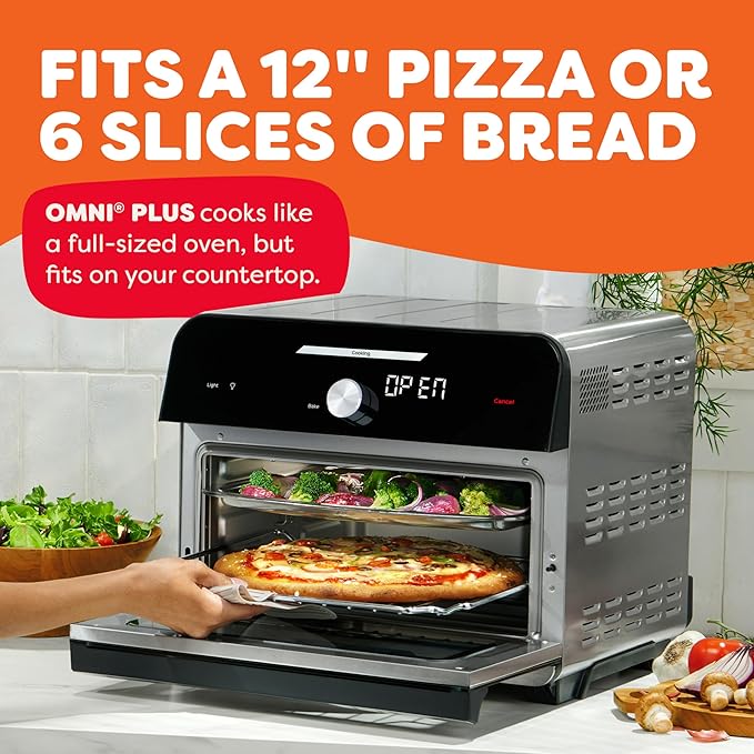 Instant Pot Omni Plus 19QT/18L Toaster Oven Air Fryer, 10-in-1 Functions, Fits 12" Pizza, Crisp, Broil, Bake, Roast, Toast, Warm, Convection, 100+ In-App Recipes, from the Makers of Instant Pot, Black