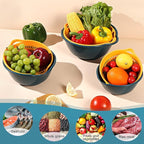 6 Pieces Colander with bowl, Food Strainer for Pasta Veggies and Fruits, BPA Free, Dishwasher Safe (blue)