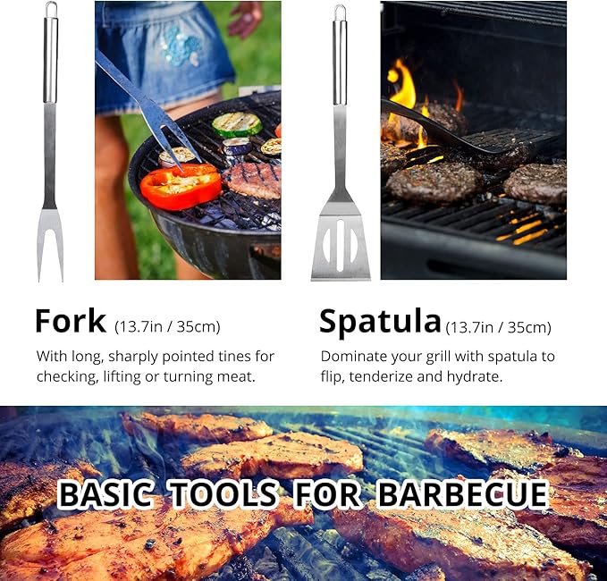 BBQ Utensil Set Stainless Steel Professional Barbecue Accessories Grill Tool with Bag Easy to Carry