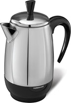 Farberware Electric Coffee Percolator, Stainless Steel Basket, Automatic Keep Warm, No-Drip Spout, 8 Cup