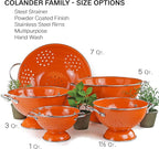 Reston Lloyd, 1 Quart Powder Coated Steel Kitchen Strainer Basket for draining Pasta, Vegetable and Fruit, Chrome Handles and Wide Stable Base, Orange