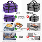 BAGSPRITE Expandable Insulated Casserole Carrier for Hot or Cold Food, Casserole Dish Carrying Case,Thermal Lasanga Lugger Tote for Pockluck, Parties, Picnic, Fits 9" x 13" Baking Dish,