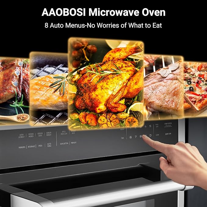 AAOBOSI 24 Inch Built in Microwave Convection Oven,1.6 Cu.Ft Wall Microwave Ovens Air Fryer Combos(upgraded), 1000Watt Power Sensor&Auto Cook, 12 Cooking Modes, Drop Down Door,Stainless Steel