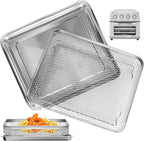 Air Fryer Tray Replacement for Cuisinart TOA-28 AFR-25 Toaster Air Fryer Convection Oven, 10.74 * 9.09'' Non-stick Mesh Air Fryer Stainless Steel Basket Wire Rack Accessories Parts, Dishwasher Safe
