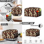 Rose Skulls Kitchen Appliance Covers 3 Pcs Set Gothic Toaster Covers 4 Slice Wide Slot & Blender Cover with Top Handle & Slow Cooker Dust Cover Halloween Decor