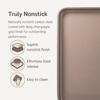 HAPPIELS 9 x 13-Inch Nonstick Quarter Sheet Pan Set of 2 | Non-Toxic, Rimmed Baking Sheet Set | Premium Quality Non-Stick Cookie Sheets for Baking | Small Sheet Pan Trays
