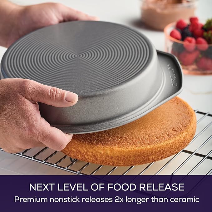 Circulon Nonstick Bakeware Round Baking Pan / Cake Pan, 9 Inch, Gray