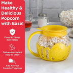 Ecolution Patented Micro-Pop Microwave Popcorn Popper with Temperature Safe Glass, 3-in-1 Lid Measures Kernels and Melts Butter, Made Without BPA, Dishwasher Safe, 1.5-Quart, Yellow