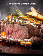 Nuwave Duet Air Fryer, Electric Pressure Cooker & Grill Combo, 540 IN 1 Multicooker with 3 Removable Lids, Slow Cook, Sautés, Dehydrator, 18/10 SS Pot, Sure-Lock Safety Tech & 13 Deluxe Accessories