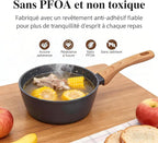 3-Piece Nonstick Cookware Set, 10.25 Inch Frying Pan & 2 Pots with Lids | PFAS & PFOA Free Non-Toxic Coating | Induction Compatible, Dishwasher Safe | Pots and Pans Set for Beginner Kitchen