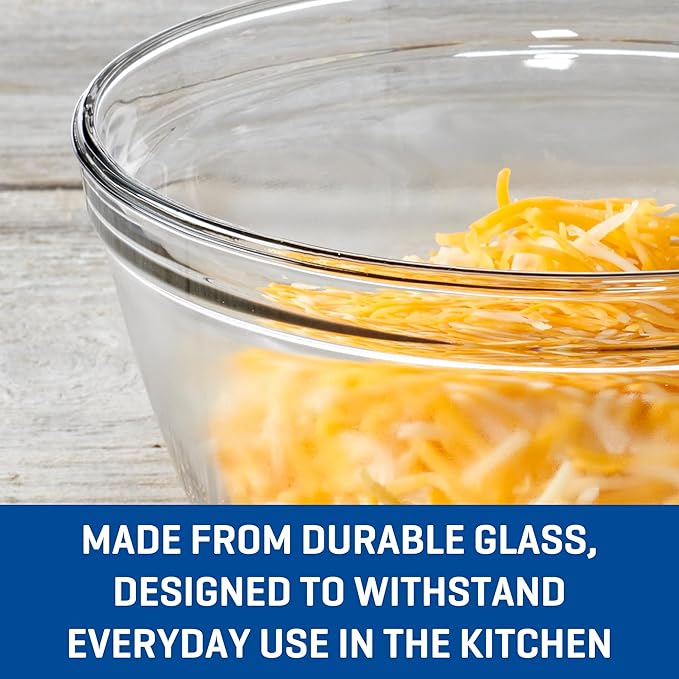 Anchor Hocking 4 Piece Glass Mixing Bowls Set – Durable, Microwave, Oven, and Dishwasher Safe – Perfect for Prep, Mixing, Serving, and Storage – Made in USA