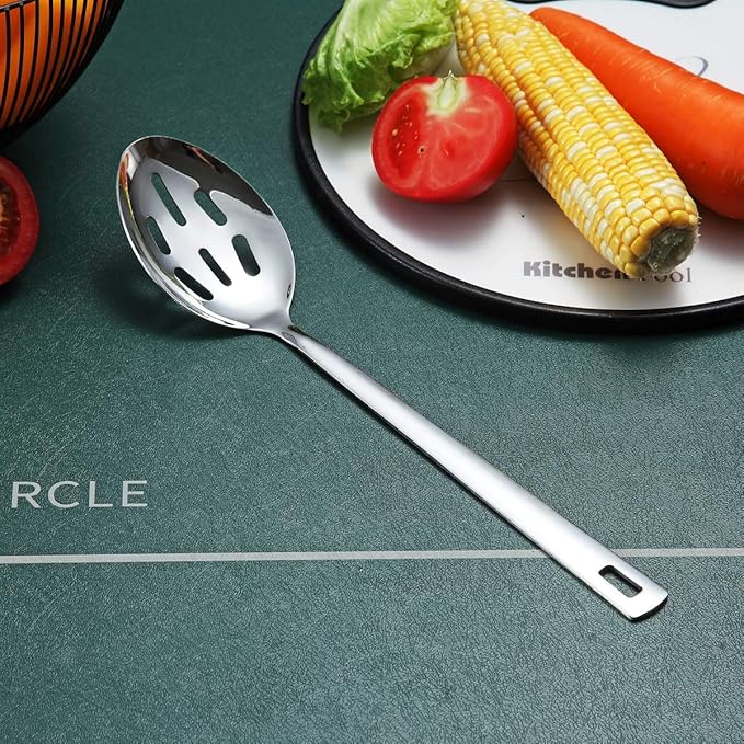 Berglander Stainless Steel Slotted and Basting Spoon, Heat Resistant, Non-Stick, Dishwasher Safe, Easy to Clean