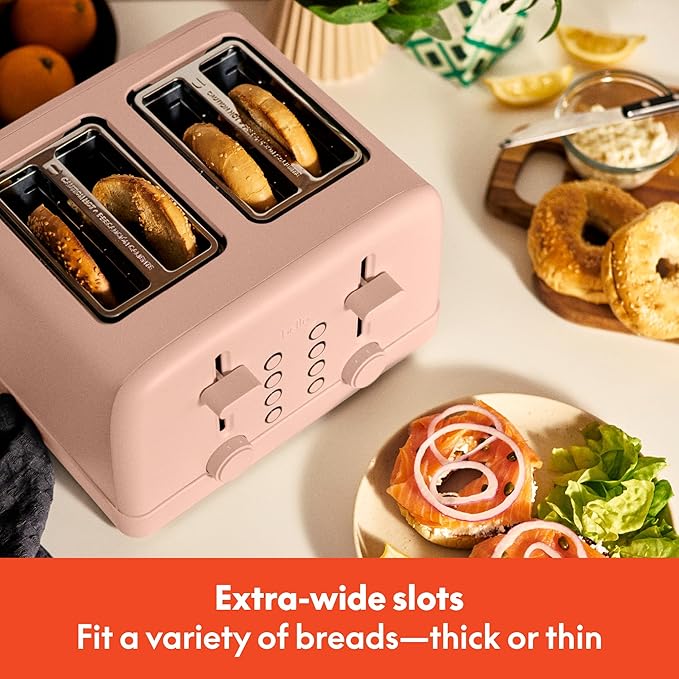 bella 4 Slice Toaster, 6 Setting Shade Control with Reheat & Cancel Buttons, Removable Crumb Tray, Anti Jam & Auto Shutoff, 900 Watt, Blossom