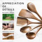 Wooden Spoons for Cooking, Nonstick Cooking Utensil Set with 5 Piece Acacia Wooden Spatulas and Spoons for Cooking, Terrific for Everyday Kitchen Tasks