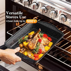 Kitchen Induction Cookware & Bakeware Set - 30 Piece Black Granite Cooking Pans Set, Non-Stick Pots and Pans Set