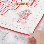 Extra Large Silicone Pastry Mat, Baking Mat with Measurement, Kitchen Counter Mat for Fondant, Rolling Dough, Pie Crust, Pizza and Cookies - Oven Liner Mat/Kneading Matts, 24" x 32", Red